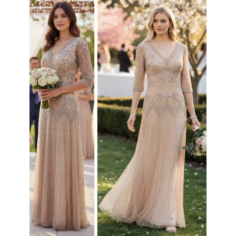 NWT PISARRO NIGHTS DRESS GOWN MOTHER OF THE BRIDE EVENING FORMAL WEDDING GUEST